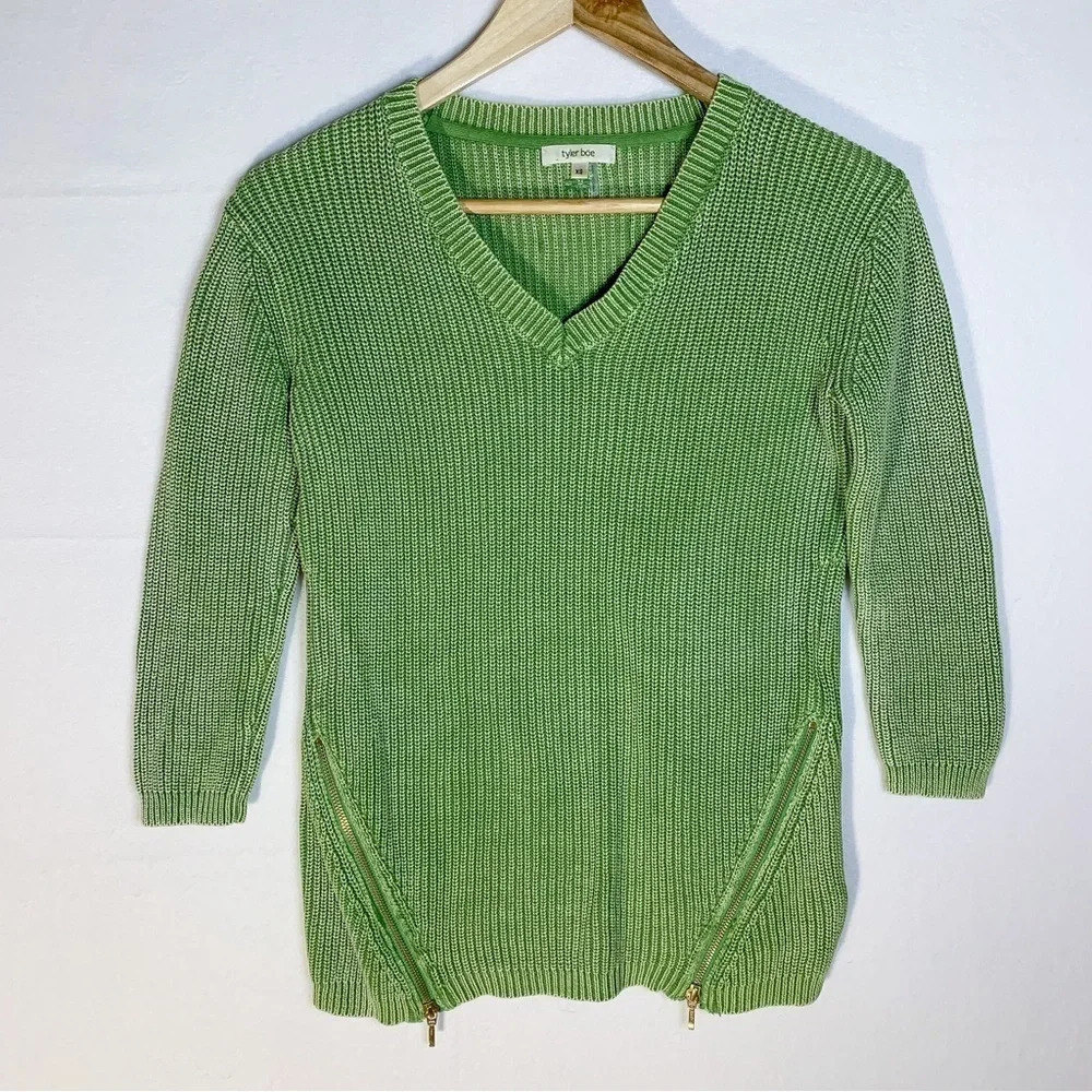 Tyler Boe Mineral Wash Green V-Neck Sweater
